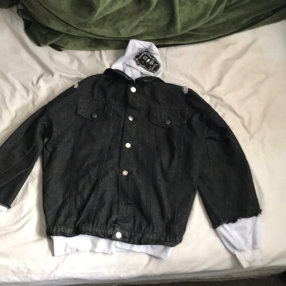 Button up denim backwoods jacket